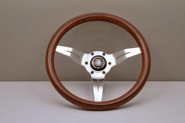 330mm Deep Corn Mahogany Wood Steering Wheel [Nardi] Black / Polished - Image 2