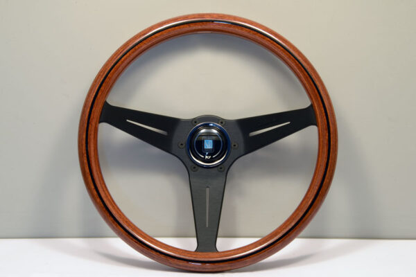 350mm Deep Corn Mahogany Wood Steering Wheel [Nardi] Black / Polished
