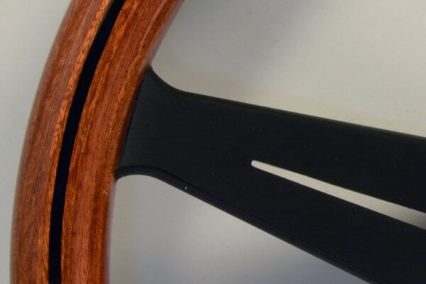 350mm Deep Corn Mahogany Wood Steering Wheel [Nardi] Black / Polished - Image 3