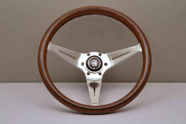350mm Deep Corn Mahogany Wood Steering Wheel [Nardi] Black / Polished - Image 2
