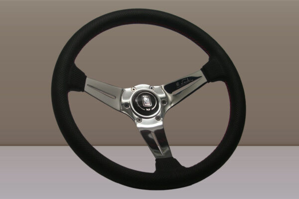 350mm Deep Corn Leather Steering Wheel [Nardi] Black, Polish or Brushed / Red Stitch - Image 17