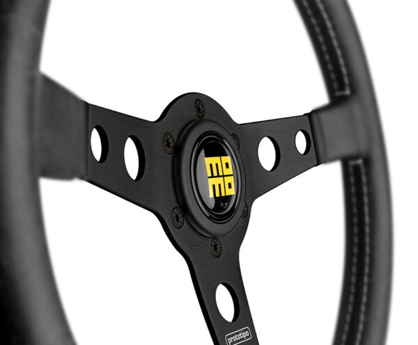 HERITAGE Prototipo Steering Wheel (Distressed Leather / Vintage Horn) [Momo] 350mm (Silver or Black Spokes) PRH35BK2B PRH35BK0B - Image 6