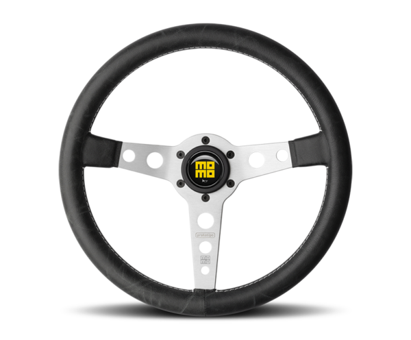 HERITAGE Prototipo Steering Wheel (Distressed Leather / Vintage Horn) [Momo] 350mm (Silver or Black Spokes) PRH35BK2B PRH35BK0B - Image 2