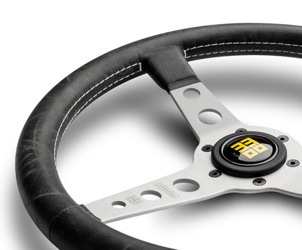 HERITAGE Prototipo Steering Wheel (Distressed Leather / Vintage Horn) [Momo] 350mm (Silver or Black Spokes) PRH35BK2B PRH35BK0B - Image 4