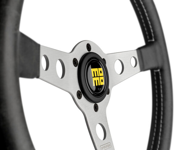 HERITAGE Prototipo Steering Wheel (Distressed Leather / Vintage Horn) [Momo] 350mm (Silver or Black Spokes) PRH35BK2B PRH35BK0B - Image 3